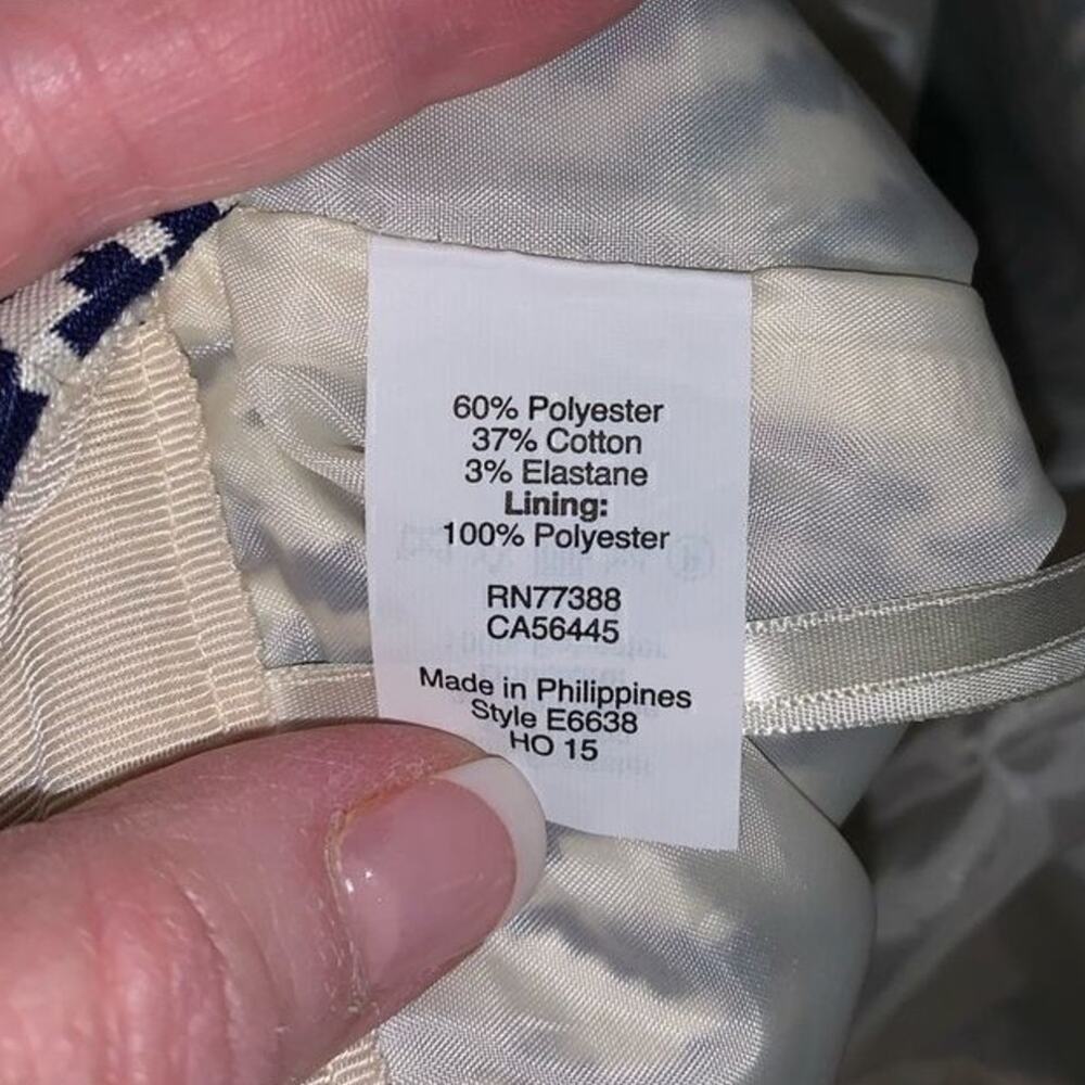 J.Crew blue & cream patterned a-line pocketed skirt 0‎ - Picture 5 of 5